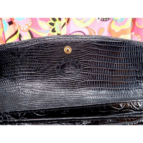 Brahmin Black Leather Credit Card Checkbook Photo Tri-Fold Wallet Mint! - Picture 11 of 15